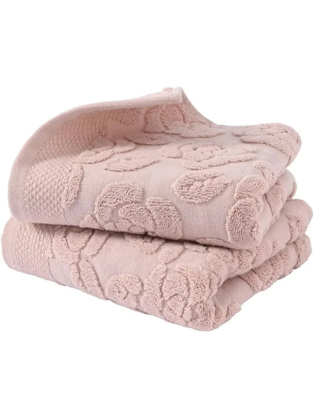 Soft Pink Rose Hand Towel Set of 2 | 100% Cotton Floral Design | Highly